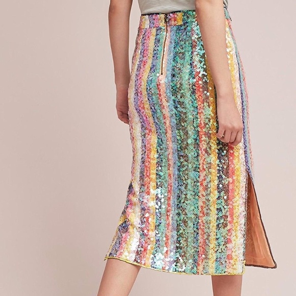 NWT🌸Anthropologie Sequined Palette Midi Skirt - Picture 5 of 5